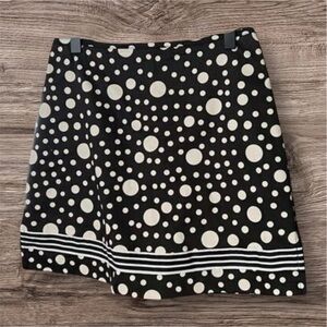 Anne Carson Black White Polka Dot Mini Skirt Petite 2P